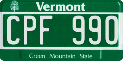 VT license plate CPF990