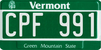 VT license plate CPF991