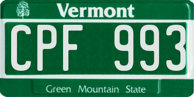 VT license plate CPF993