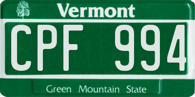 VT license plate CPF994