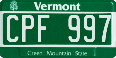 VT license plate CPF997