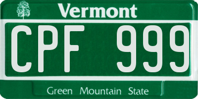 VT license plate CPF999