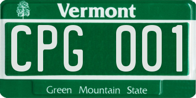 VT license plate CPG001