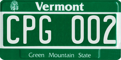 VT license plate CPG002