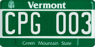 VT license plate CPG003