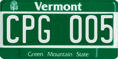 VT license plate CPG005