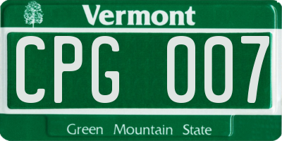 VT license plate CPG007