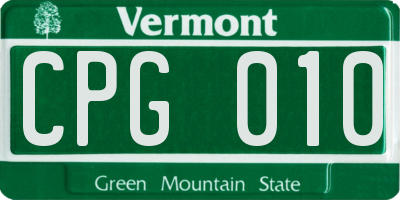 VT license plate CPG010