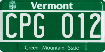 VT license plate CPG012