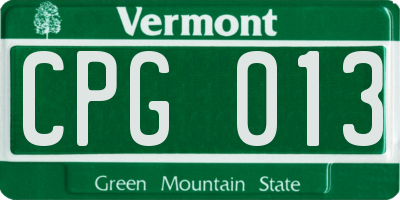 VT license plate CPG013