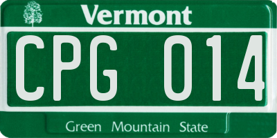 VT license plate CPG014