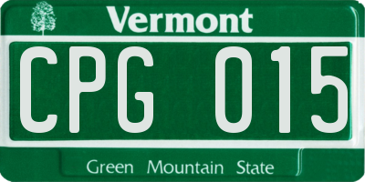 VT license plate CPG015