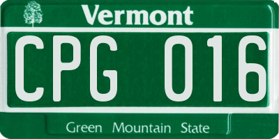 VT license plate CPG016