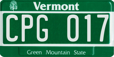 VT license plate CPG017