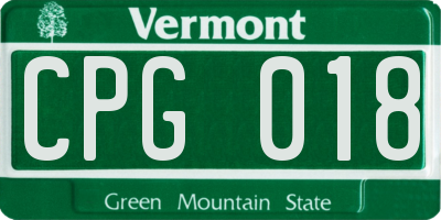 VT license plate CPG018