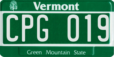 VT license plate CPG019