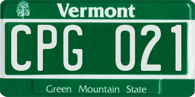 VT license plate CPG021