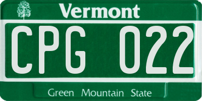 VT license plate CPG022