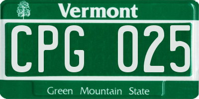 VT license plate CPG025