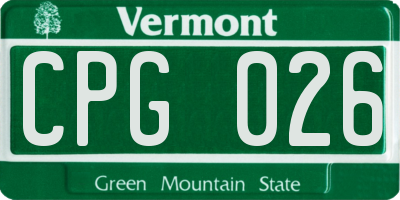 VT license plate CPG026