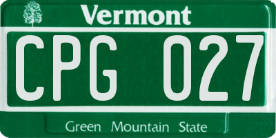 VT license plate CPG027