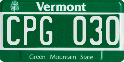 VT license plate CPG030