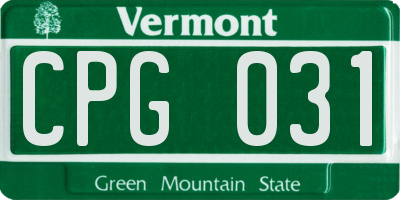 VT license plate CPG031