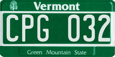 VT license plate CPG032