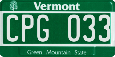 VT license plate CPG033