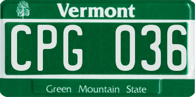 VT license plate CPG036