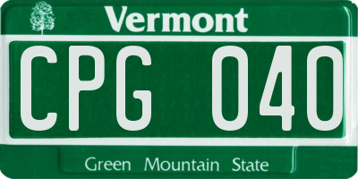 VT license plate CPG040