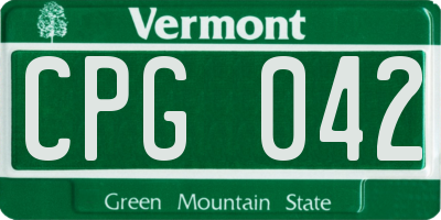 VT license plate CPG042