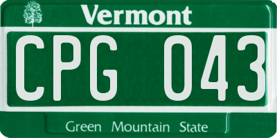 VT license plate CPG043