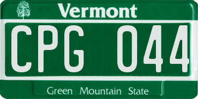 VT license plate CPG044
