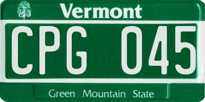 VT license plate CPG045