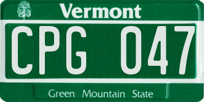 VT license plate CPG047