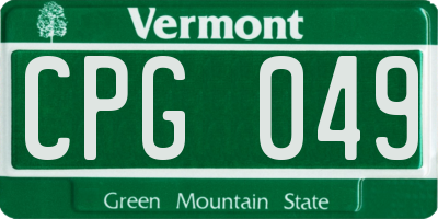 VT license plate CPG049