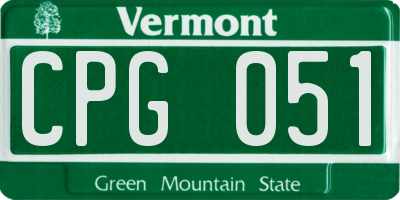 VT license plate CPG051
