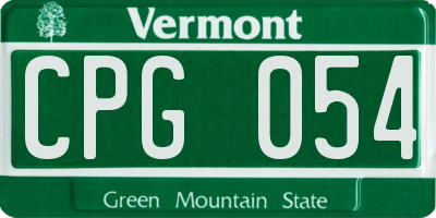 VT license plate CPG054