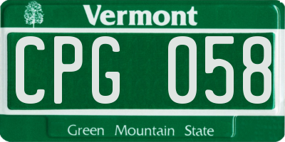 VT license plate CPG058