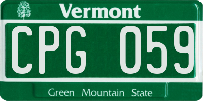 VT license plate CPG059