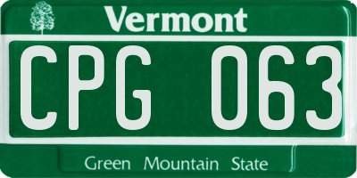 VT license plate CPG063