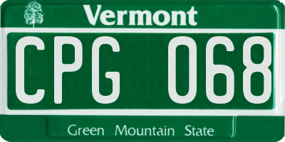 VT license plate CPG068