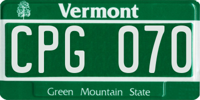 VT license plate CPG070