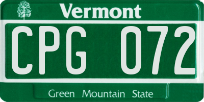 VT license plate CPG072