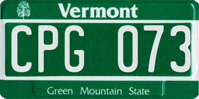 VT license plate CPG073