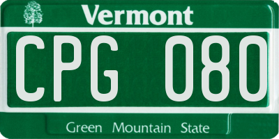 VT license plate CPG080