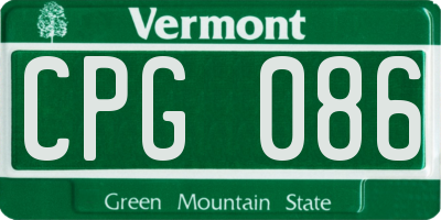 VT license plate CPG086