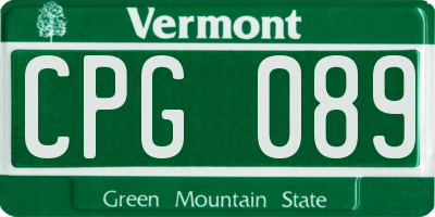 VT license plate CPG089