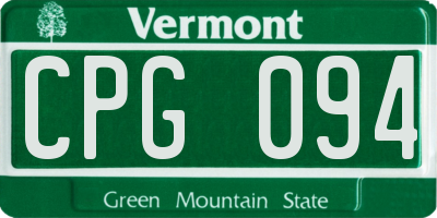 VT license plate CPG094